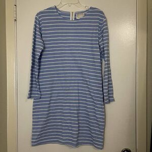 Sail to Sable blue knit striped mini long sleeve shirt dress size Medium
